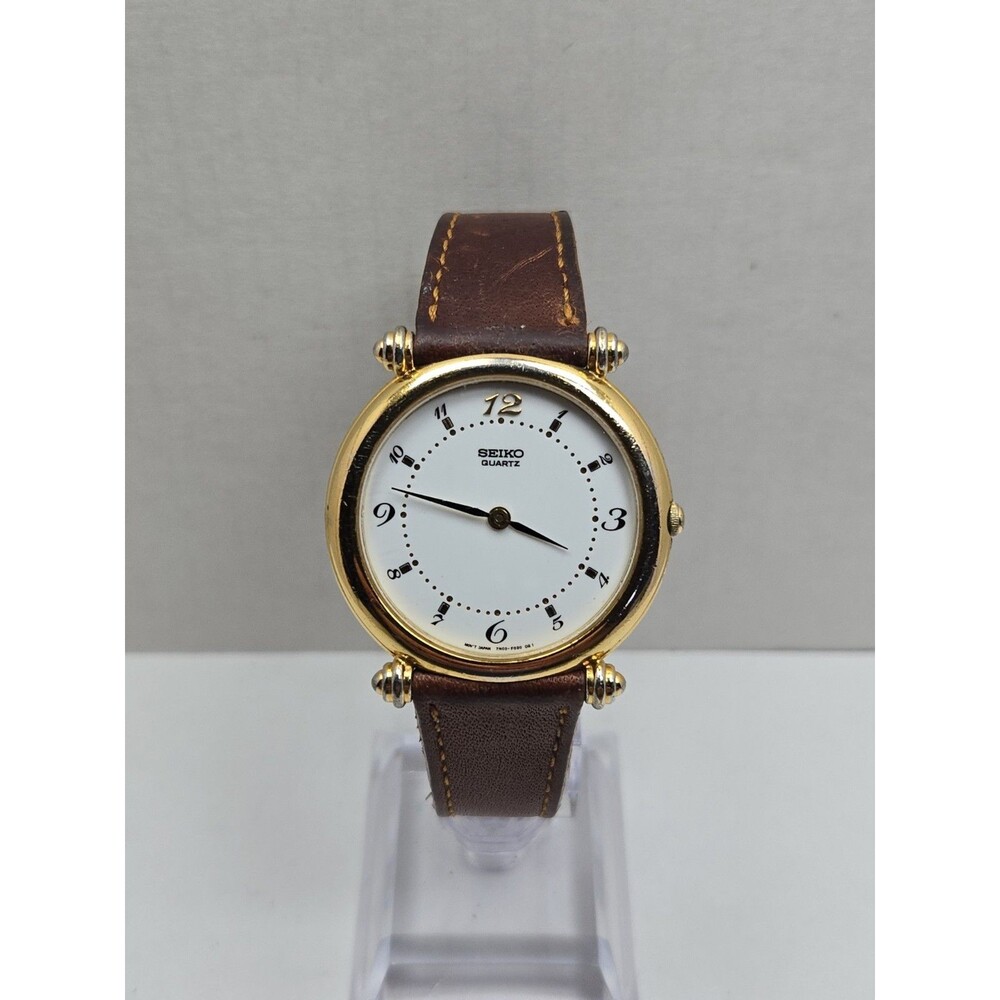 Vintage Seiko Vendome Obus 35mm Watch Gold Tone Quartz Art Deco New Battery